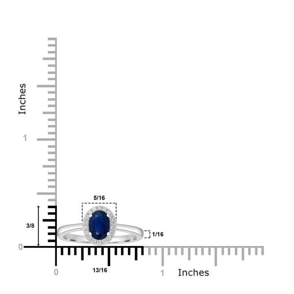 0.87ct Sapphire Rings with 0.11tct Diamond set in 18K White Gold