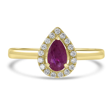 0.54ct Ruby Rings with 0.11tct Diamond set in 14K Yellow Gold