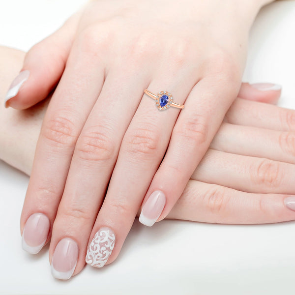 0.43ct Tanzanite Rings with 0.09tct Diamond set in 14K Rose Gold