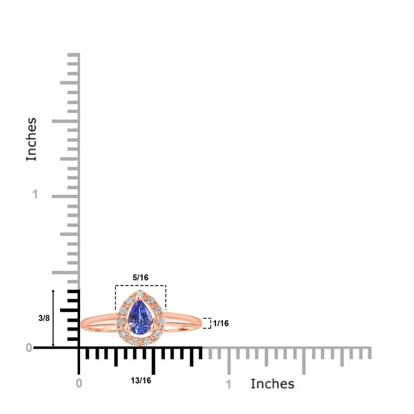 0.43ct Tanzanite Rings with 0.09tct Diamond set in 14K Rose Gold