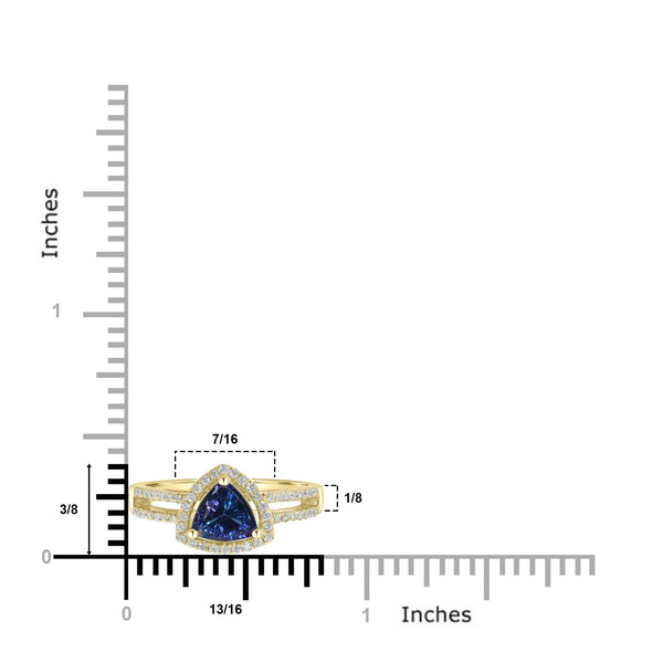 0.92ct Tanzanite Rings with 0.28tct Diamond set in 14K Yellow Gold