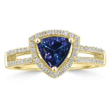 0.92ct Tanzanite Rings with 0.28tct Diamond set in 14K Yellow Gold
