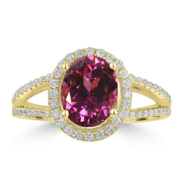 2.63ct Mahenge Garnet Rings with 0.38tct Diamond set in 14K Yellow Gold