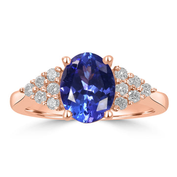 1.57ct Tanzanite Rings with 0.26tct Diamond set in 14K Rose Gold