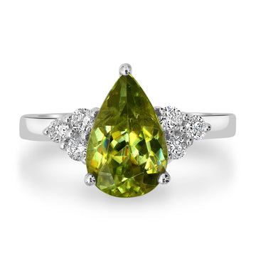 3.01ct Sphene Ring with 0.34tct Diamonds set in 14K White Gold