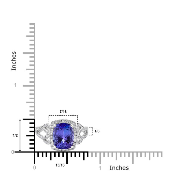 3.62Ct Tanzanite Ring With 0.62Tct Diamonds Set In 14Kt White Gold