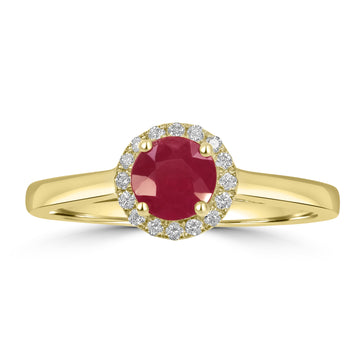 0.67ct Ruby Rings with 0.08tct Diamond set in 14K Yellow Gold