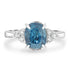 4.07ct Blue Zircon Ring with 0.25tct Diamonds set in 14K White Gold