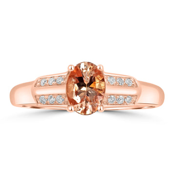 0.63ct Morganite Rings with 0.07tct Diamond set in 14K Rose Gold
