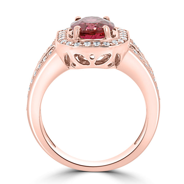 1.61ct Tourmaline Ring with 0.41tct Diamonds set in 14K Rose Gold