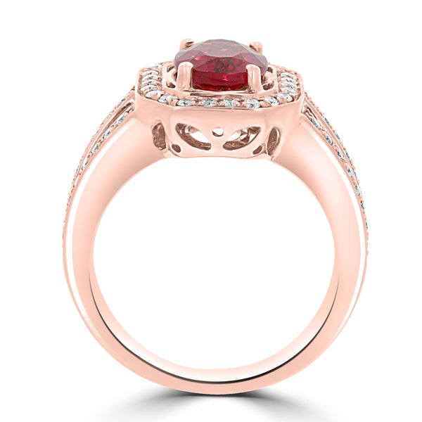 2.04ct Tourmaline Ring with 0.41tct Diamonds set in 14K Rose Gold