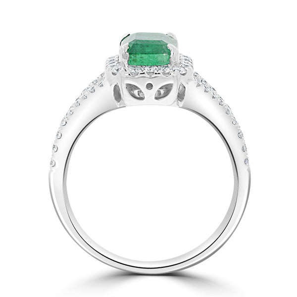 1.4ct Emerald Ring with 0.4tct Diamonds set in 14K White Gold