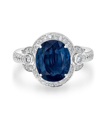 4.03ct Kyanite Ring with 0.37tct Diamonds set in 14K White Gold