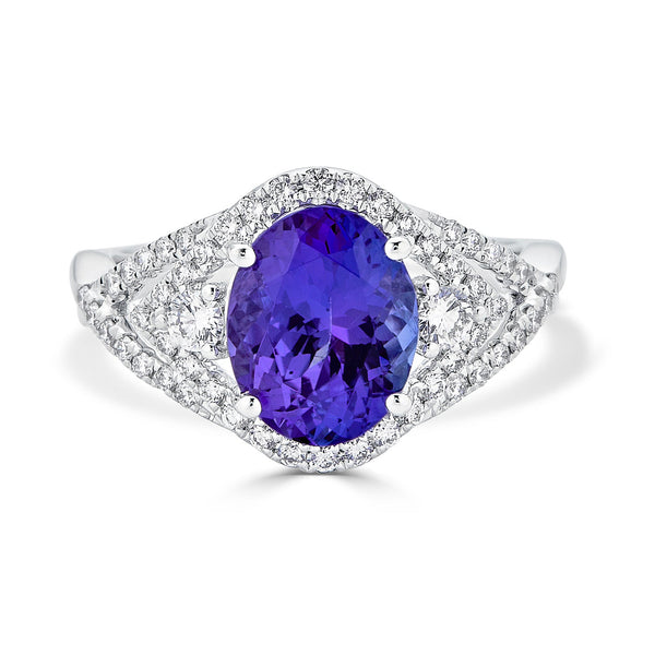 2.64Ct Tanzanite Ring With 0.47Tct Diamonds Set In 18Kt White Gold