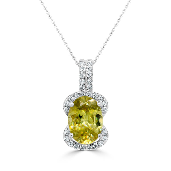 2.64ct Sphene Pendant with 0.22tct Diamonds set in 14K White Gold