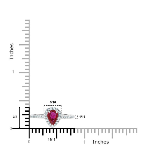 0.95Ct Ruby Ring With 0.31Tct Diamonds Set In 14K White Gold