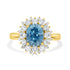3.77 Blue Zircon Rings with 1.05tct Diamond set in 14K Yellow Gold