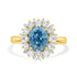 3.77 Blue Zircon Rings with 1.05tct Diamond set in 14K Yellow Gold