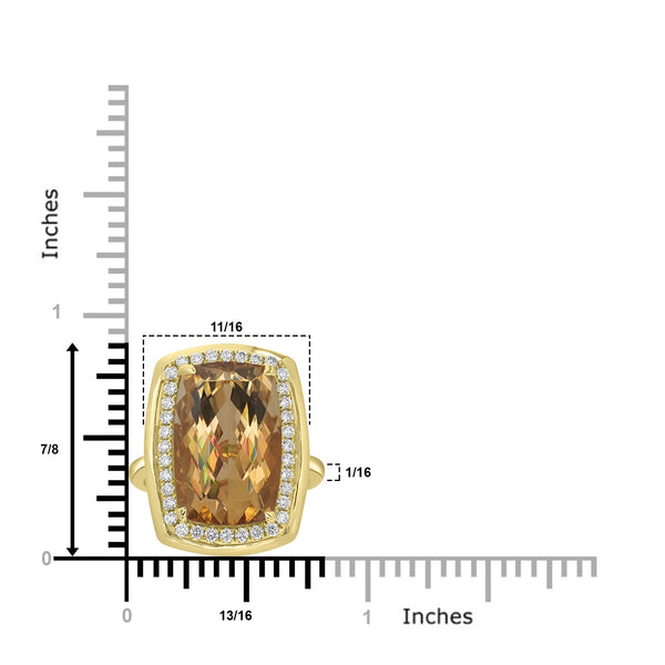 9.76ct  Yellow Beryl Rings with 0.44tct Diamond set in 18K Yellow Gold