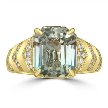 6.86ct Tourmaline Rings with 0.2tct Diamond set in 18K Yellow Gold