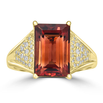 4.64ct Tourmaline Rings with 0.2tct Diamond set in 18K Yellow Gold