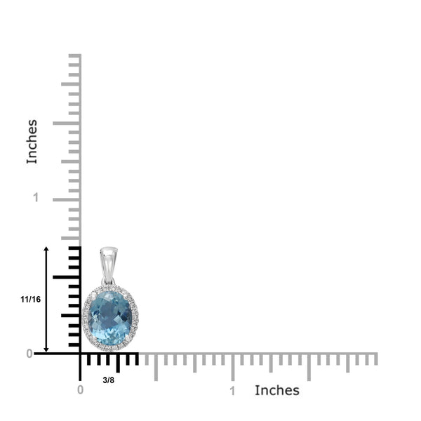 1.86ct  Aquamarine Pendants with 0.11tct Diamond set in 14K White Gold
