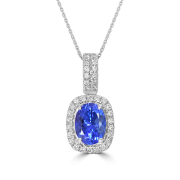 1.53ct Tanzanite Pendants with 0.22tct Diamond set in 14K White Gold