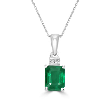 1.16ct Emerald Pendants with 0.02tct Diamond set in 14K White Gold