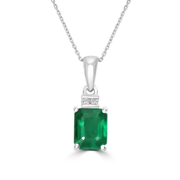 1.16ct Emerald Pendants with 0.02tct Diamond set in 14K White Gold