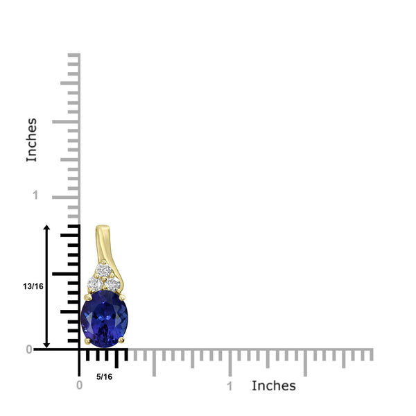 2.79ct Tanzanite Pendants with 0.18tct Diamond set in 14K Yellow Gold