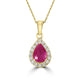 0.96ct Ruby Pendants with 0.18tct Diamond set in 14K Yellow Gold