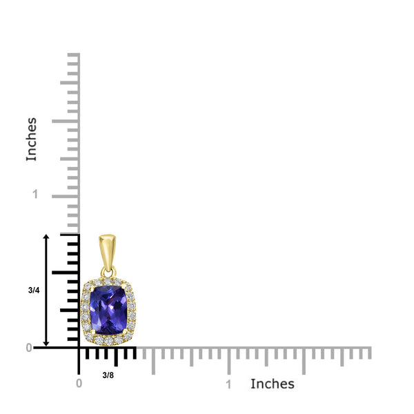 1.8ct Tanzanite Pendants with 0.22tct Diamond set in 14K Yellow Gold