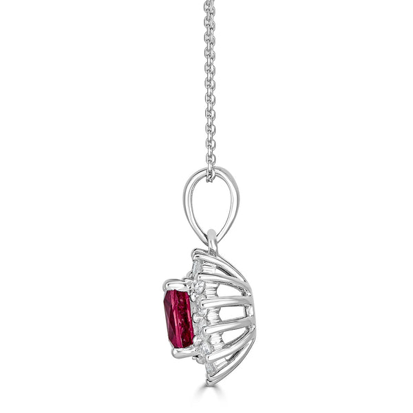 1.08ct Tourmaline Pendant with 0.31tct diamonds set in 14K white gold