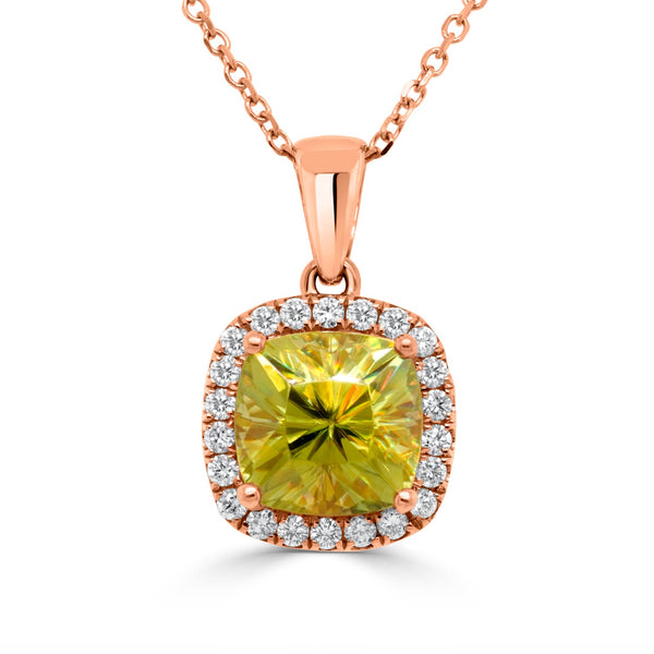 2.63 Sphene Pendants with 0.23tct Diamond set in 14K Rose Gold