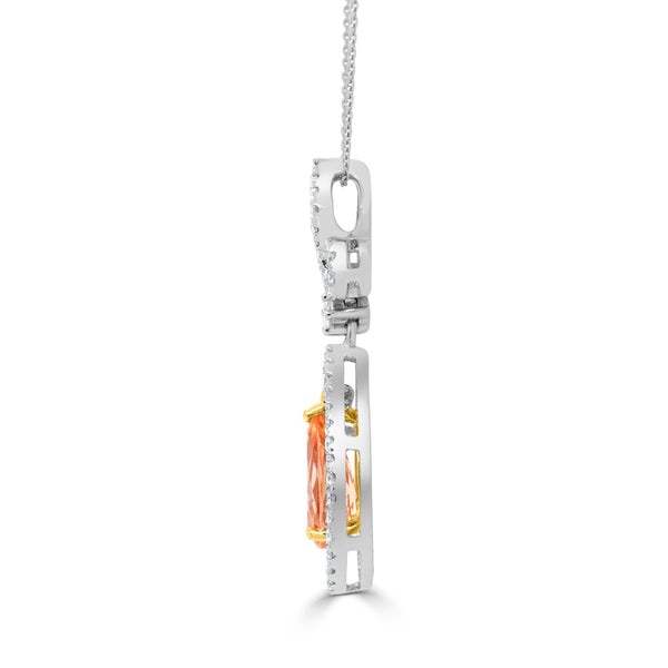 1.39ct Imperial Topaz Pendant with 0.33tct Diamonds set in 14K White Gold