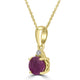 1.35ct   Ruby Pendants with 0.03tct Diamond set in 14K Yellow Gold