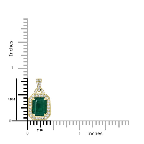 3.21ct   Emerald Pendants with 0.31tct Diamond set in 14K Yellow Gold