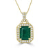 3.21ct   Emerald Pendants with 0.31tct Diamond set in 14K Yellow Gold