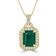 3.21ct   Emerald Pendants with 0.31tct Diamond set in 14K Yellow Gold