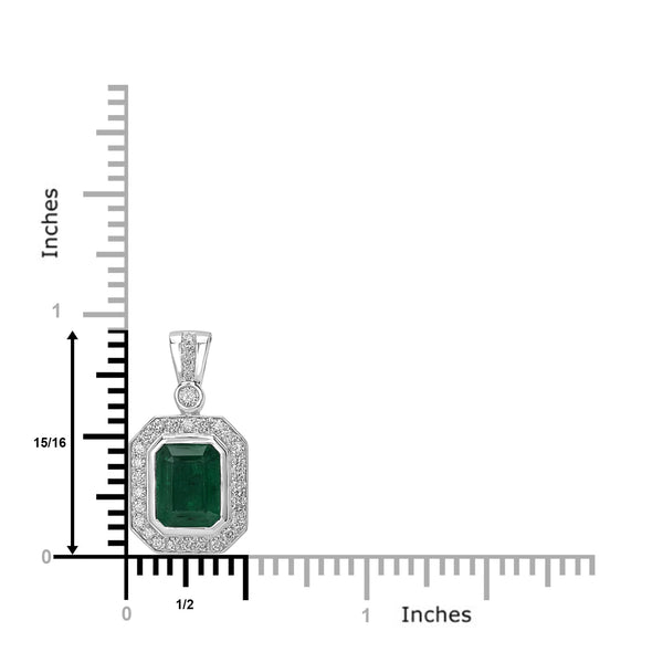 2.88ct   Emerald Pendants with 0.44tct Diamond set in 14K White Gold