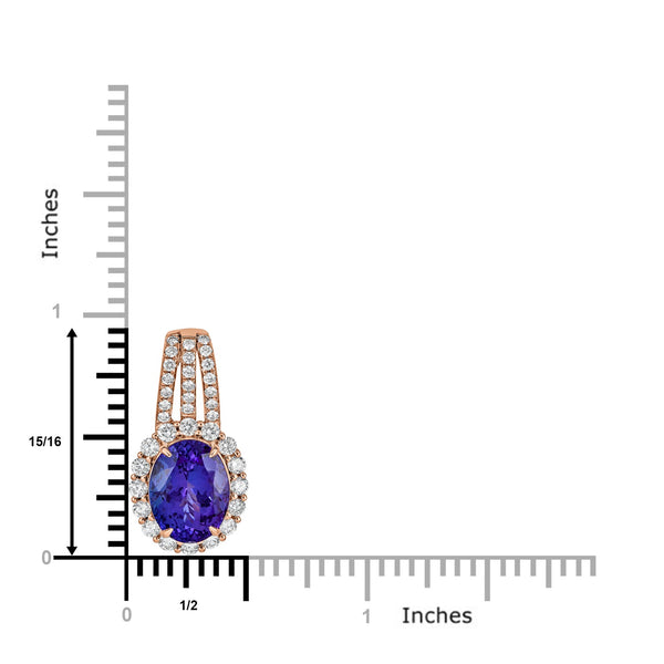 5.14ct Tanzanite Pendant with 0.77tct diamonds set in 14K rose gold