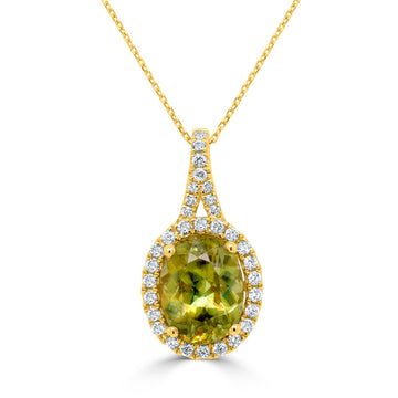 2.63ct Sphene Pendant with 0.21tct Diamonds set in 14K Yellow Gold