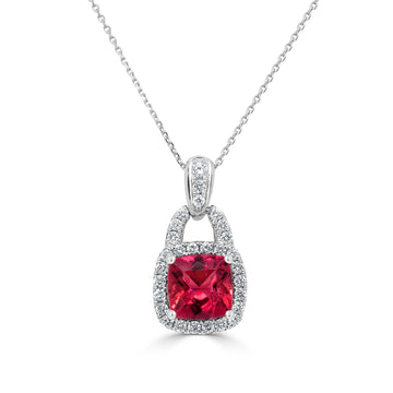 1.06ct Tourmaline Pendant with 0.21tct Diamonds set in 14K White Gold