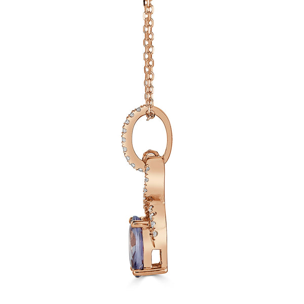 1.27ct Sapphire Pendant with 0.11tct diamonds set in 18K rose gold