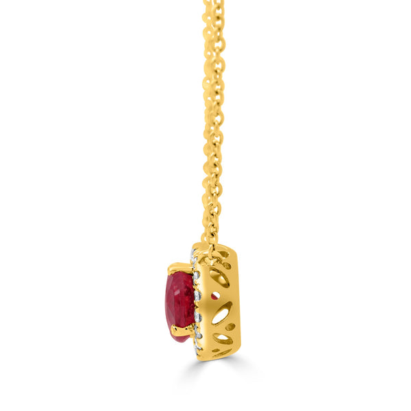 1.6ct Tourmaline Pendant with 0.15tct Diamonds set in 14K Yellow Gold