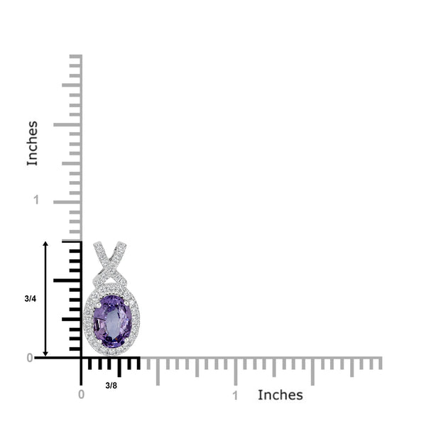 2.06ct Sapphire Pendant with 0.24tct diamonds set in 14K white gold