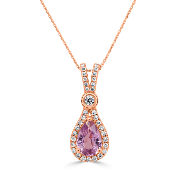1.2ct Sapphire Pendant with 0.22tct Diamonds set in 14K Rose Gold