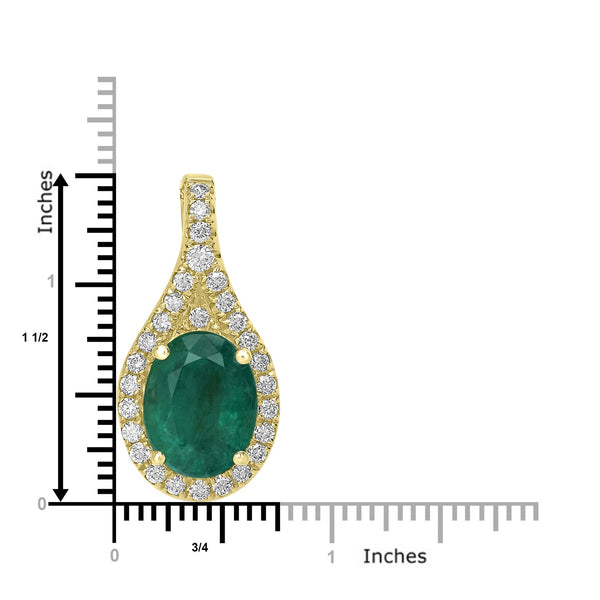 2.07ct   Emerald Pendants with 0.27tct Diamond set in 14K Yellow Gold