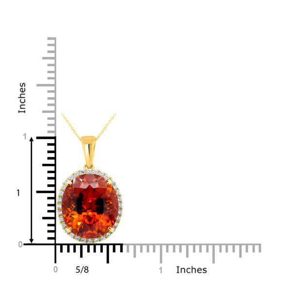 11.12ct Citrine Pendant with 0.35tct Diamonds set in 14K Yellow Gold