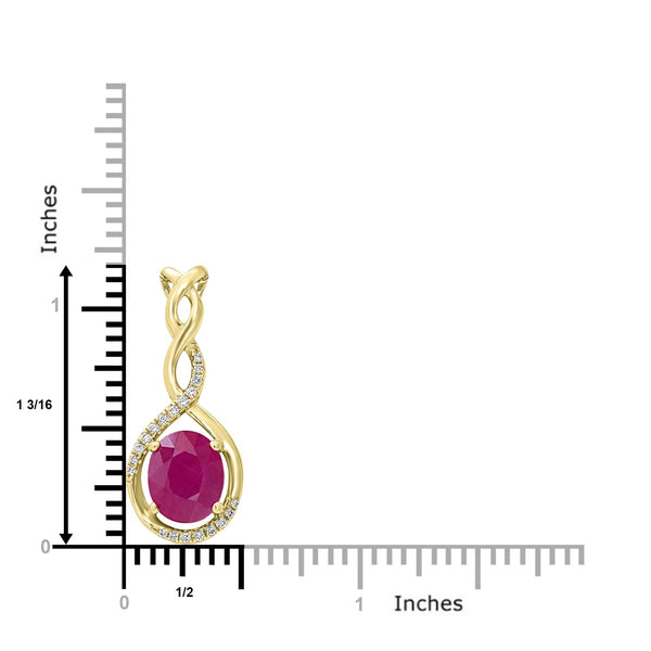 3.55ct  Ruby Pendants with 0.11tct Diamond set in 14K Yellow Gold
